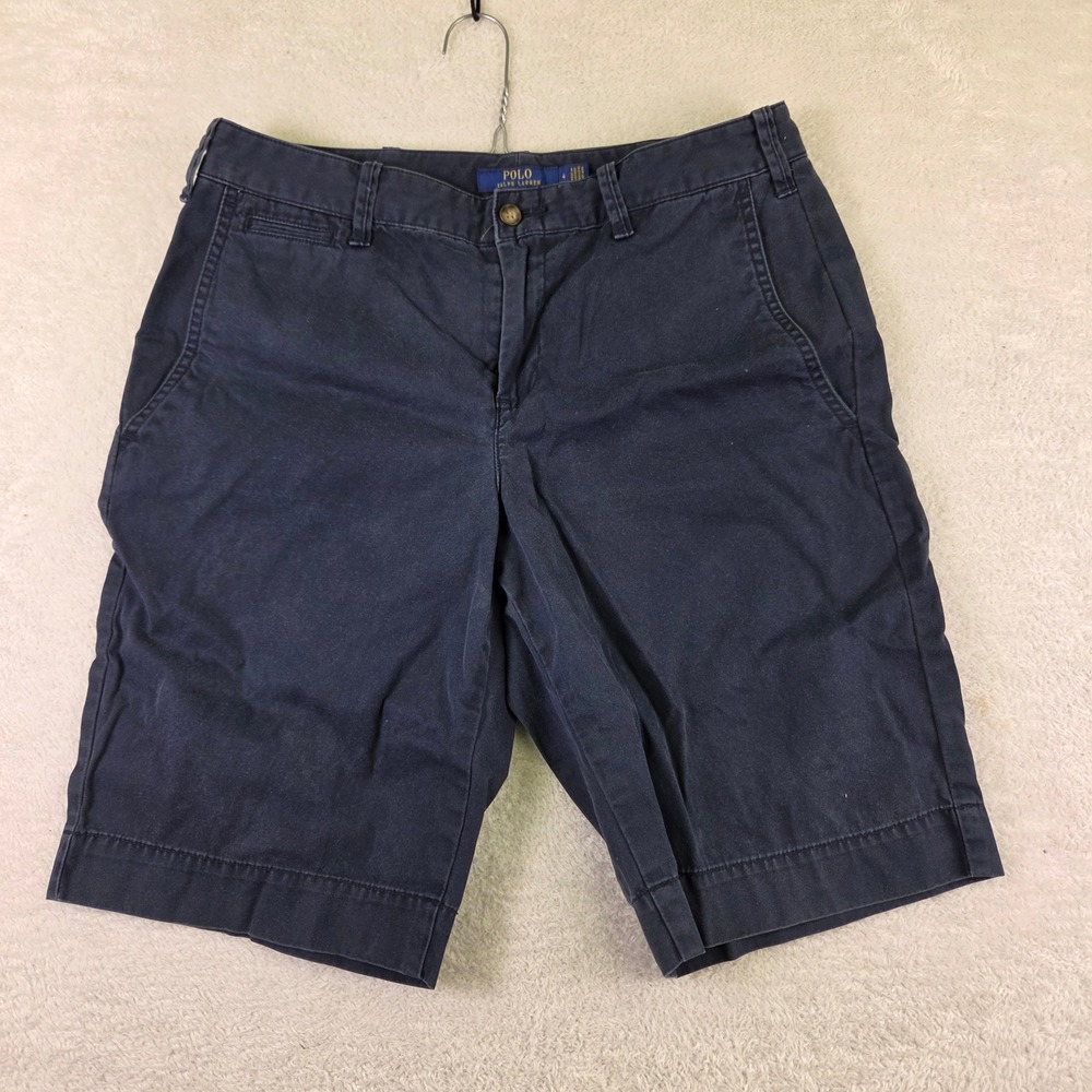Polo Ralph Lauren Mens Navy Blue Chino Shorts Size 31 Cotton Twill Flat Front